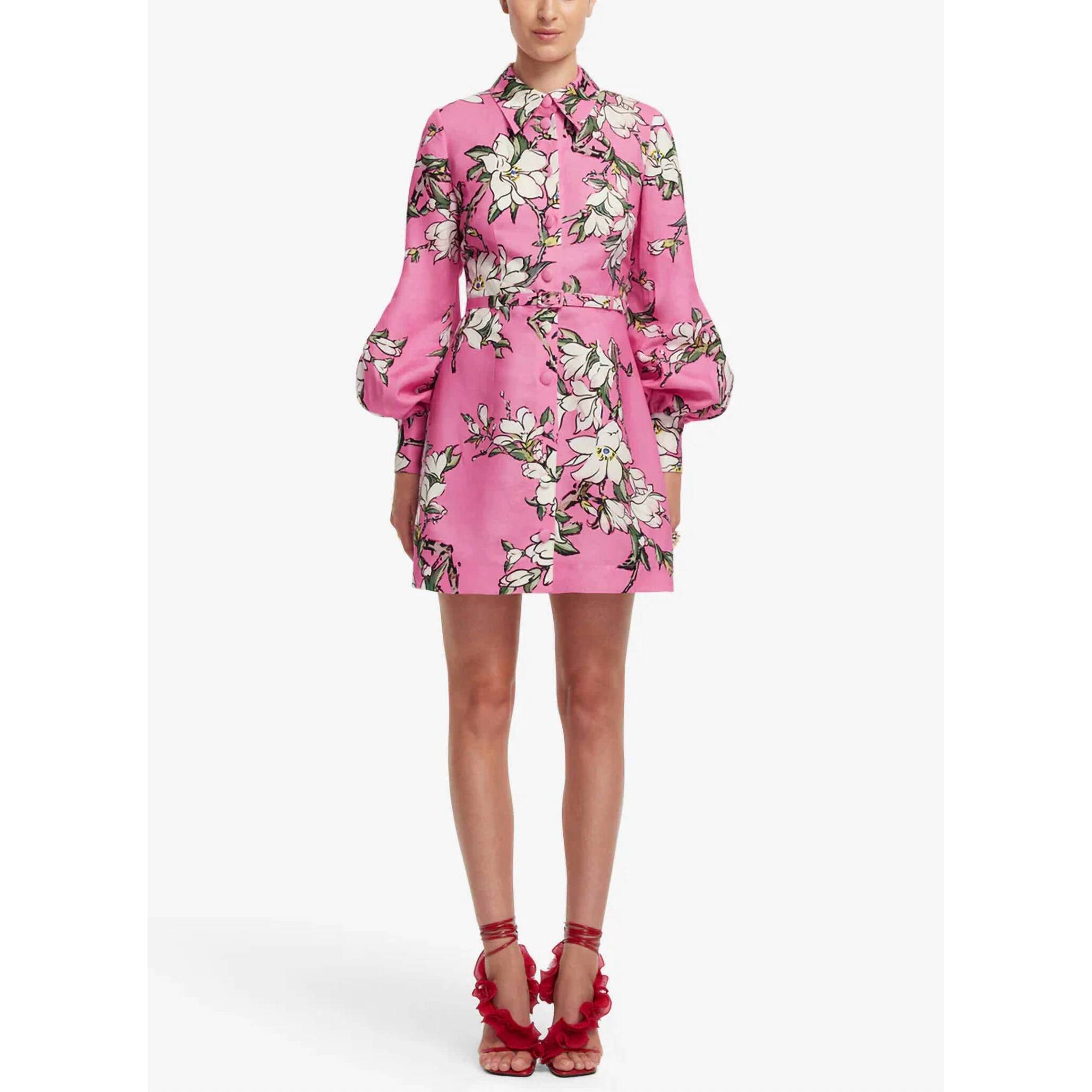 New Leo Lin Luminous Linen Mini Dress In Pink